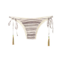 Track & Field Calcinha de biquíni Basic listrada - Branco