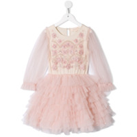 Tutu Du Monde Vestido evasê com aplicação floral - Rosa