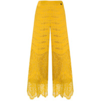 Twin-Set Calça cropped com bordado de renda - Amarelo