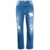Twin-Set Calça jeans boyfriend com detalhes destroyed - Azul