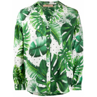 Twin-Set Camisa de algodão com estampa de folhas - Verde