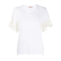 Twin-Set Camiseta com bordado e acabamento de babados - Branco