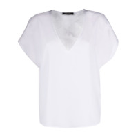 Twin-Set Camiseta gola V com acabamento de renda - Branco