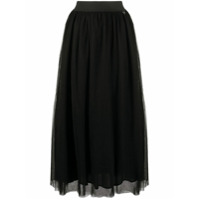 Twin-Set Saia longa cintura com tule - Preto