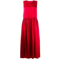 Uma Wang gathered-waist satin dress - Vermelho