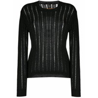 Uma Wang Suéter translúcido de tricô canelado - Preto