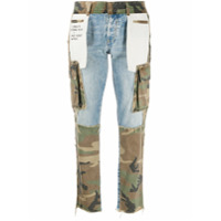 UNRAVEL PROJECT Calça jeans com estampa camuflada - Azul