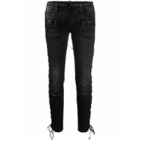 UNRAVEL PROJECT Calça jeans skinny com amarração - Preto