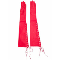 UNRAVEL PROJECT Par de luvas com amarração - Vermelho