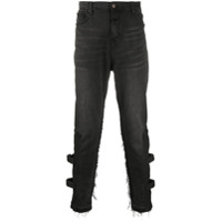 VAL KRISTOPHER Calça jeans slim com barra desfiada - Preto