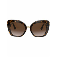 Valentino Eyewear Óculos de sol gatinho bicolor com logo - Marrom