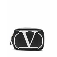 Valentino Garavani Necessaire de couro com logo - Preto