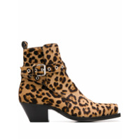 Versace Ankle boot com estampa de leopardo e salto 60mm - Marrom