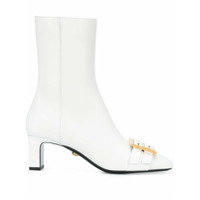Versace Ankle boot Greca de couro com fivela e salto 60mm - Branco
