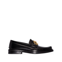 Versace black Medusa chain leather loafers - Preto