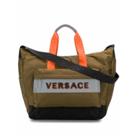 Versace Bolsa tote com patch de logo - Marrom