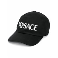 Versace Boné de algodão com logo bordado - Preto