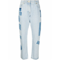 Versace Calça jeans reta cropped cintura alta - Azul