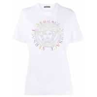 Versace Camiseta com logo Medusa em strass - Branco