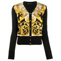 Versace Cardigan com estampa barroca de seda e algodão - Preto