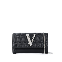 Versace Clutch matelassê com placa de logo - Preto
