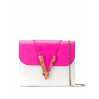 Versace Clutch Virtus color block de couro - Branco