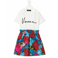Versace Collection Tie-Dye Roses-print panel dress - Branco