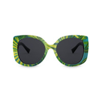 Versace Eyewear palm print oversized sunglasses - Verde