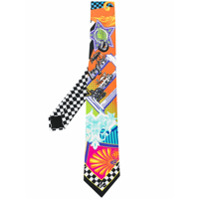 Versace Gravata de seda com estampa abstrata - Preto