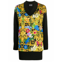 Versace Jeans Couture Blusa longa de tricô com estampa floral barroca - Preto