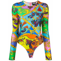 Versace Jeans Couture Body com estampa gráfica - Azul