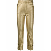 Versace Jeans Couture Calça reta metalizada - Dourado