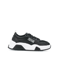 Versace Jeans Couture monochrome leather low-top sneakers - Preto