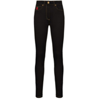 Versace rose embroidered skinny jeans - Preto
