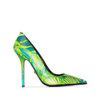 Versace Sapato com estampa de folha e salto 110mm - Verde