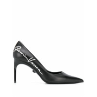 Versace Scarpin com estampa de logo e salto 80mm - Preto