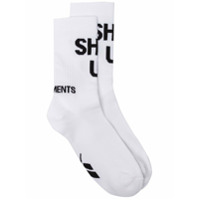 Vetements Par de meias com slogan Shut up - Branco