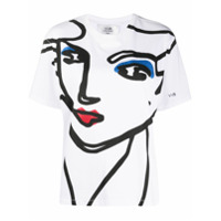 Victoria Victoria Beckham Camiseta decote careca com estampa de face - Branco