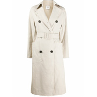 Vince Trench coat de linho com fenda lateral - Neutro
