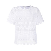 Vivetta Camiseta com recorte translúcido e bordado contrastante - Branco