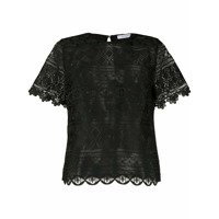 Vivetta Camiseta com recorte translúcido e bordado contrastante - Preto
