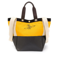 Vivienne Westwood Bolsa tote color block com logo - Amarelo