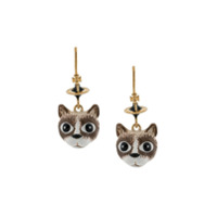 Vivienne Westwood Cat 3D drop earrings - Branco