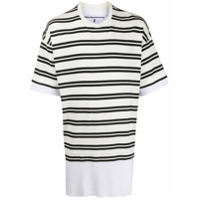 White Mountaineering Camisa listrada com sobreposição - Branco