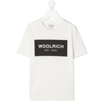 Woolrich Kids Camiseta de algodão com estampa de logo - Branco