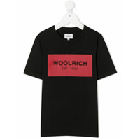 Woolrich Kids Camiseta de algodão com estampa de logo - Preto