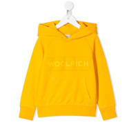 Woolrich Kids Moletom com capuz, bolso frontal e patch de logo - Amarelo