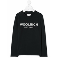 Woolrich Kids Moletom de algodão com estampa de logo - Azul