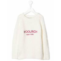 Woolrich Kids Suéter de tricô com logo bordado - Branco