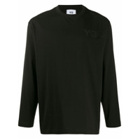 Y-3 Blusa decote careca com estampa de logo - Preto